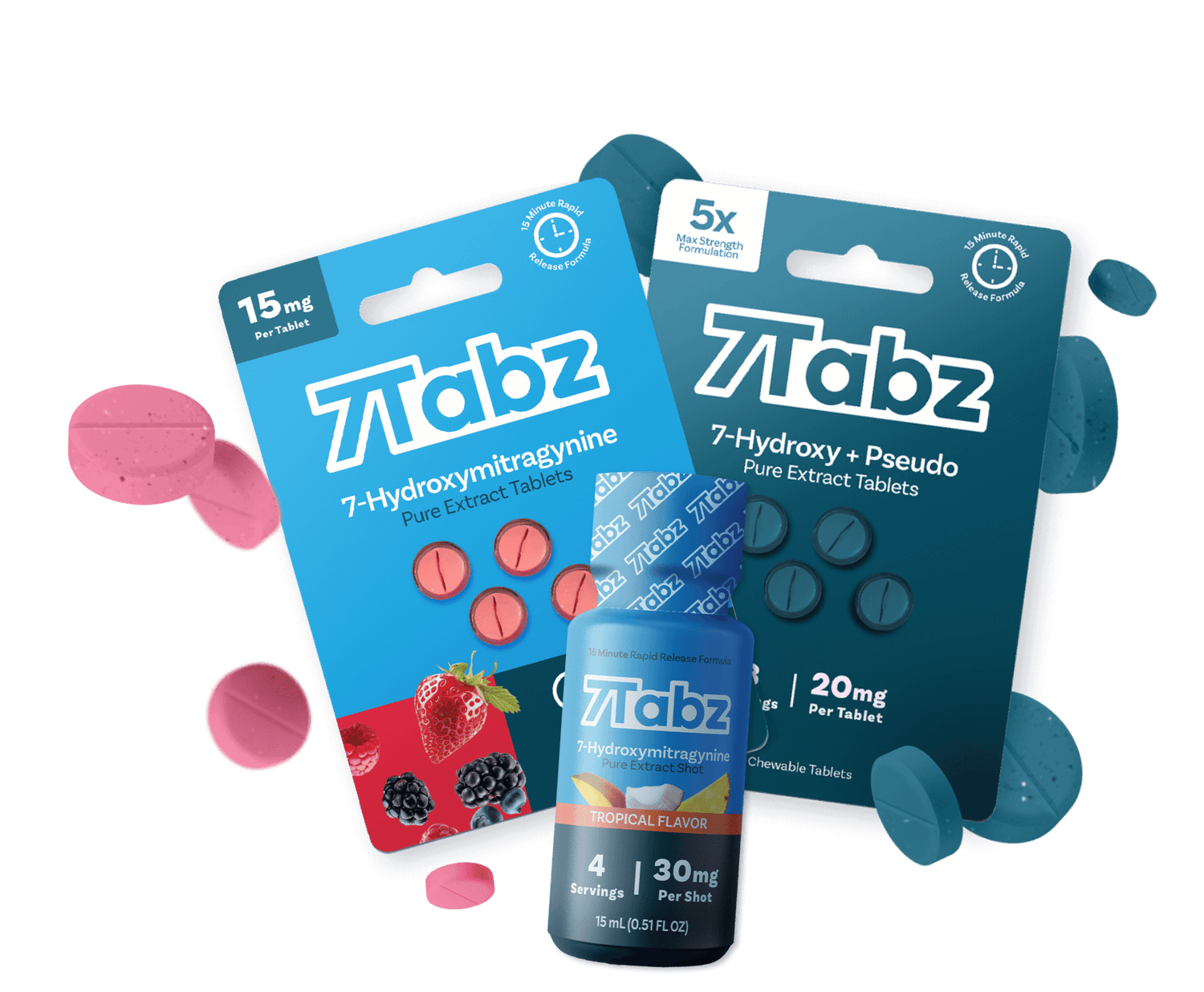 7Tabz 7-OH Tablets, Pseudo Tablets, 7-OH shot