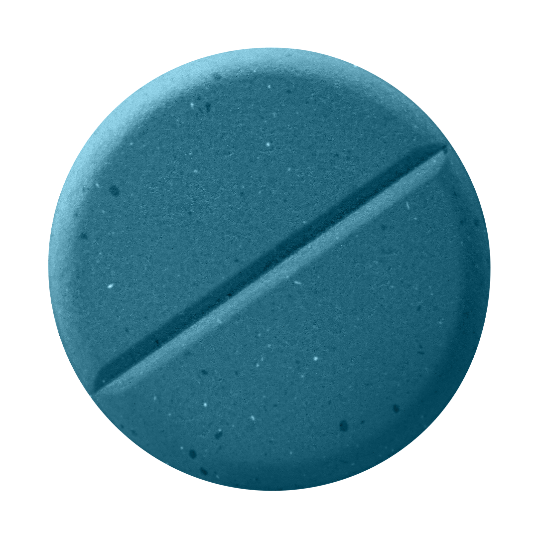Dark blue unflavored pseudoindoxyl tablet